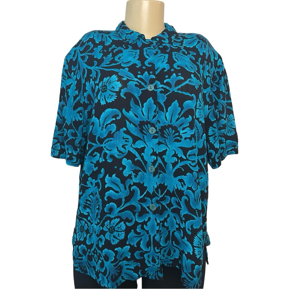 Vintage 90s CM Shapes Blue Baroque Blouse